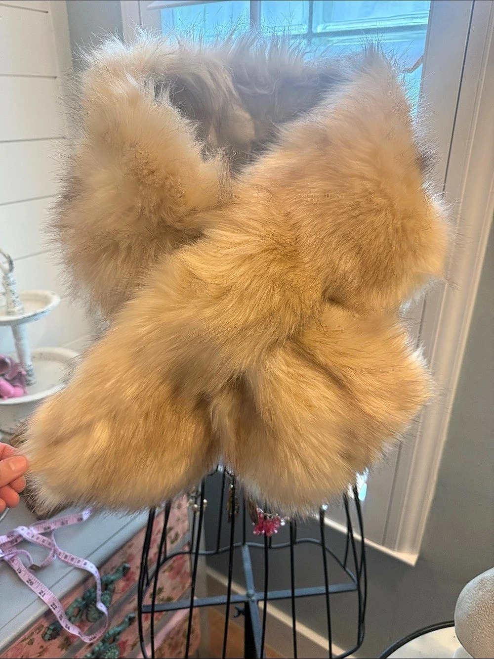 Faux Fur Wrap Brown & Beige